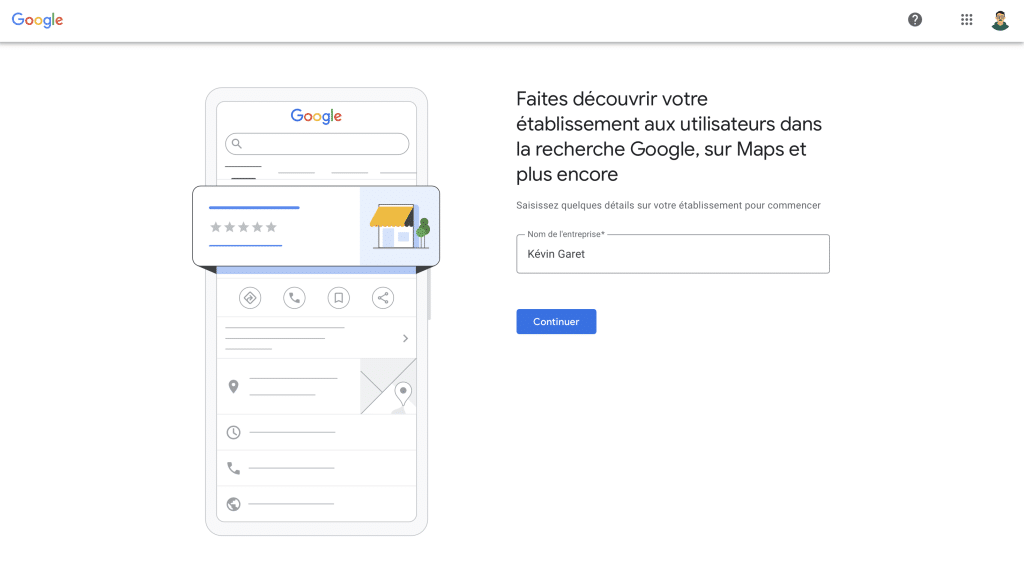 Première étape pour créer une fiche Google My Business