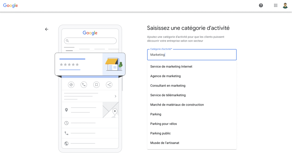 Troisième étape pour créer une fiche Google My Business